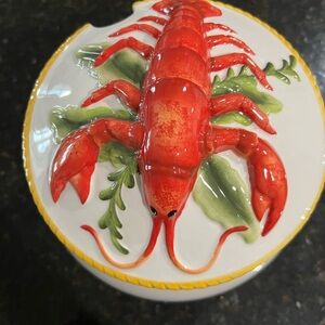 Fitz and Floyd White Ceramic Plate with Gold Trim